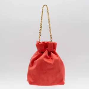 Bolso Bombonera de Fiesta en Antelina Coral con Asa de Cadena